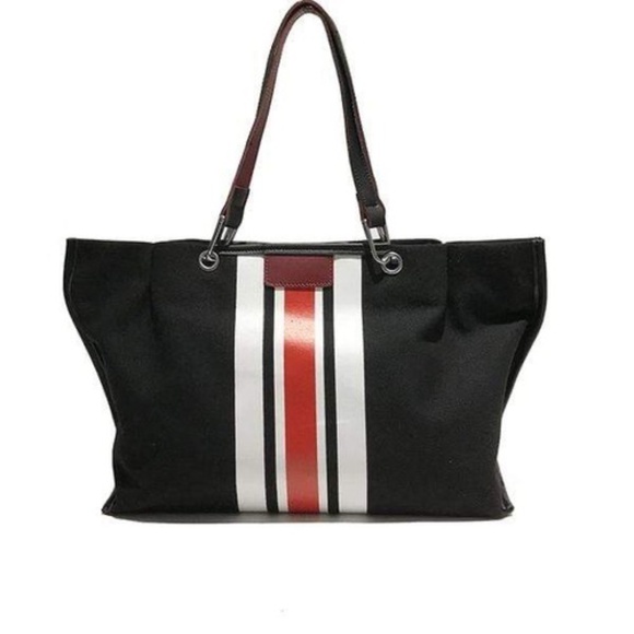 Black Canvas Tote Bag Handbag Over Shoulder Straps - Picture 5 of 9